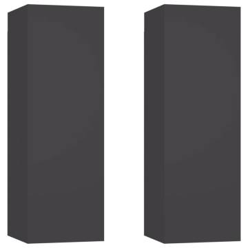 TV Cabinets 2 pcs Grey 30.5x30x90 cm Engineered Wood