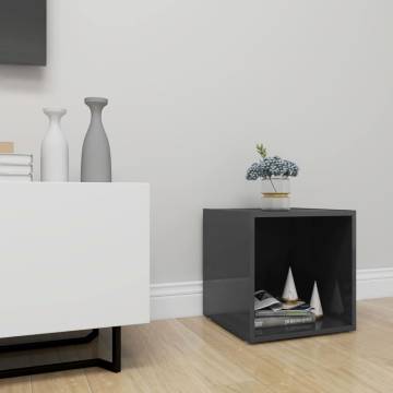 TV Cabinet High Gloss Grey 37x35x37 cm Engineered Wood