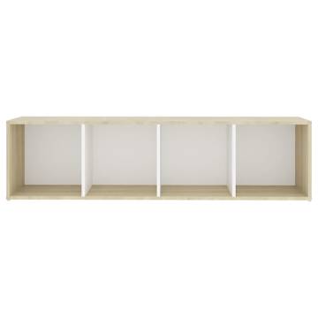 TV Cabinet White and Sonoma Oak 142.5x35x36.5 cm Engineered Wood