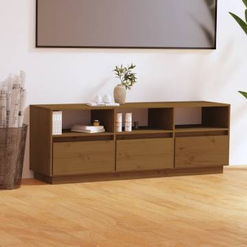 TV Cabinet Honey Brown 140x37x50 cm Solid Wood Pine