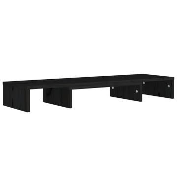 Monitor Stand Black 80x24x10.5 cm Solid Wood Pine