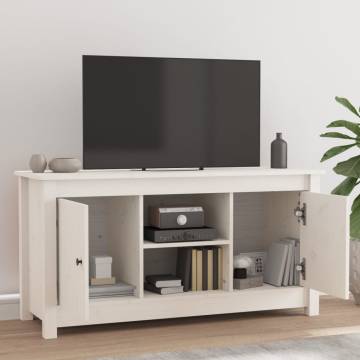 TV Cabinet White 103x36.5x52 cm Solid Wood Pine