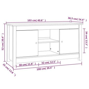 TV Cabinet White 103x36.5x52 cm Solid Wood Pine