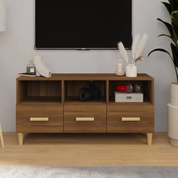 TV Cabinet Brown Oak 102x36x50 cm Engineered Wood