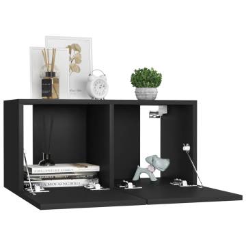 3 Piece TV Cabinet Set Black Engineered Wood