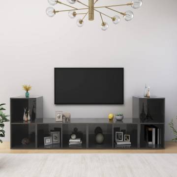 TV Cabinets 4 pcs High Gloss Grey 72x35x36.5 cm Engineered Wood