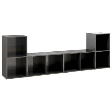 TV Cabinets 4 pcs High Gloss Grey 72x35x36.5 cm Engineered Wood