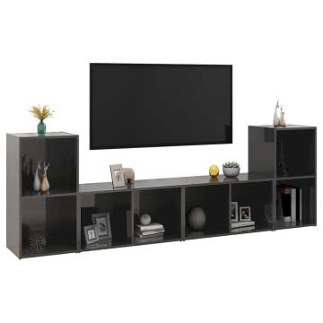 TV Cabinets 4 pcs High Gloss Grey 72x35x36.5 cm Engineered Wood