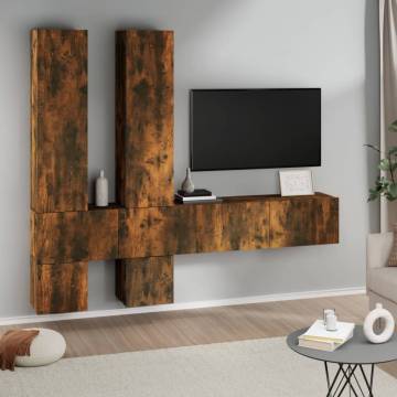 Wall-mounted TV Cabinet Smoked Oak Engineered Wood