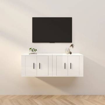 Wall-mounted TV Cabinets 2 pcs High Gloss White 57x34.5x40 cm