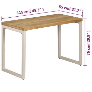 Dining Table 115x55x76 cm Solid Mango Wood and Steel