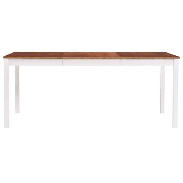 Dining Table White and Brown 180x90x73 cm Pinewood