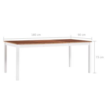 Dining Table White and Brown 180x90x73 cm Pinewood