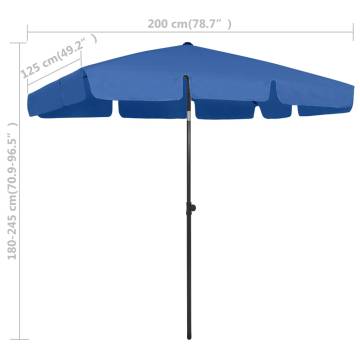 Beach Umbrella Azure Blue 200x125 cm