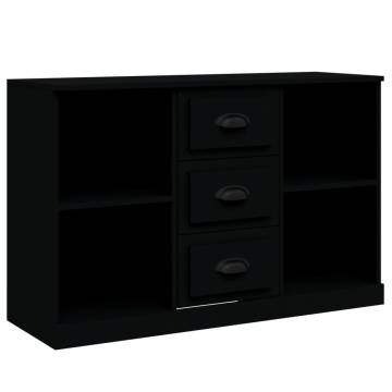 Sideboards 3 pcs Black Engineered Wood