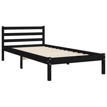 Bed Frame with Headboard Black 90x200 cm Solid Wood