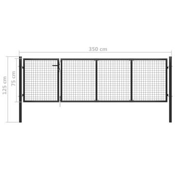 Garden Gate Steel 350x75 cm Anthracite