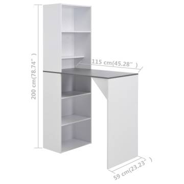 Bar Table with Cabinet White 115x59x200 cm