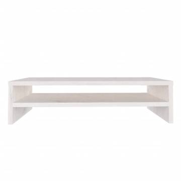 Monitor Stand White 50x24x13 cm Solid Wood Pine