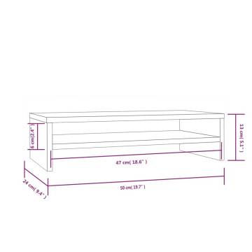 Monitor Stand White 50x24x13 cm Solid Wood Pine