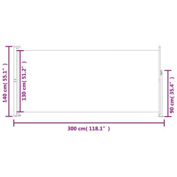 Retractable Side Awning 140 x 300 cm Blue