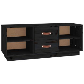 TV Cabinet Black 100x34x40 cm Solid Wood Pine