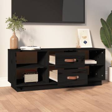 TV Cabinet Black 100x34x40 cm Solid Wood Pine