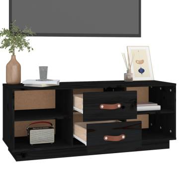 TV Cabinet Black 100x34x40 cm Solid Wood Pine