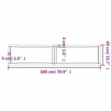 Table Top Light Brown 180x40x(2-4)cm Treated Solid Wood Live Edge