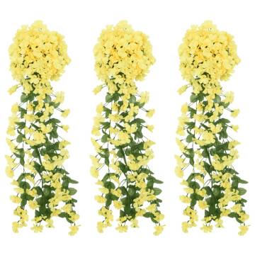 Artificial Flower Garlands 3 pcs Yellow 85 cm