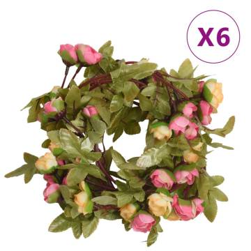 Artificial Flower Garlands 6 pcs Pink 215 cm