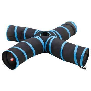 Cat Tunnel 4-way Black and Blue 25 cm Polyester