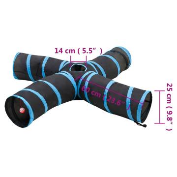 Cat Tunnel 4-way Black and Blue 25 cm Polyester