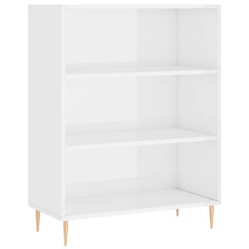 Bookcase High Gloss White 69.5x32.5x90 cm Engineered Wood