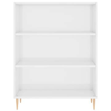 Bookcase High Gloss White 69.5x32.5x90 cm Engineered Wood