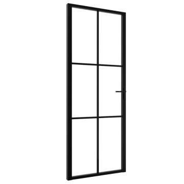 Interior Door ESG Glass and Aluminium 76x201.5 cm Black