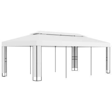 Gazebo with Double Roof 3x6 m White