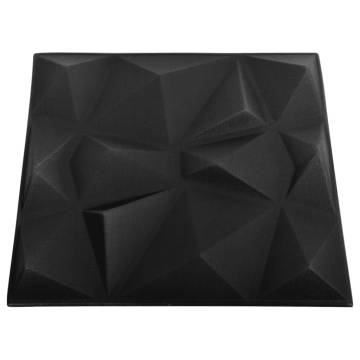 3D Wall Panels 12 pcs 50x50 cm Diamond Black 3 m²