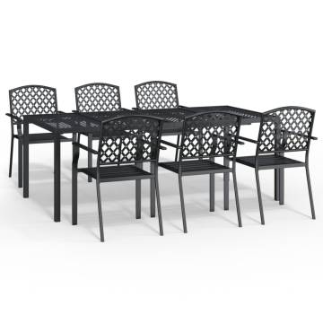 7 Piece Garden Dining Set Anthracite Steel