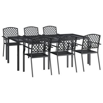 7 Piece Garden Dining Set Anthracite Steel