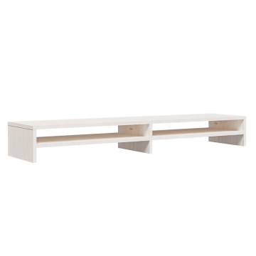 Monitor Stand White 100x24x13 cm Solid Wood Pine