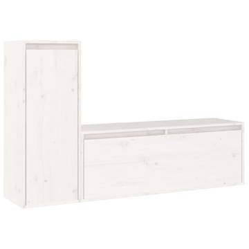 TV Cabinets 2 pcs White Solid Wood Pine