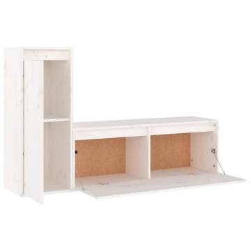 TV Cabinets 2 pcs White Solid Wood Pine