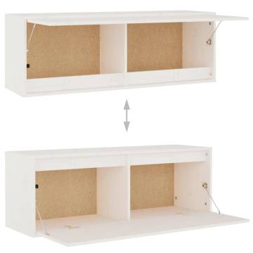 TV Cabinets 2 pcs White Solid Wood Pine