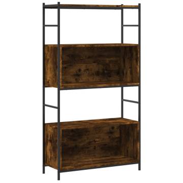 Bookshelf Smoked Oak 80x30x145.5 cm Engineered Wood and Iron