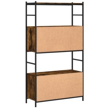 Bookshelf Smoked Oak 80x30x145.5 cm Engineered Wood and Iron