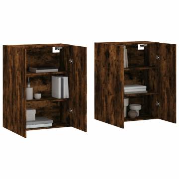 Wall Mounted Cabinets 2 pcs Smoked Oak 69.5x34x90 cm