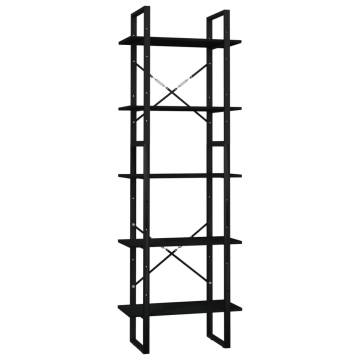 5-Tier Book Cabinet Black 60x30x175 cm Pinewood