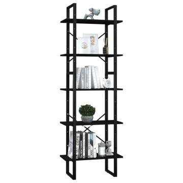 5-Tier Book Cabinet Black 60x30x175 cm Pinewood