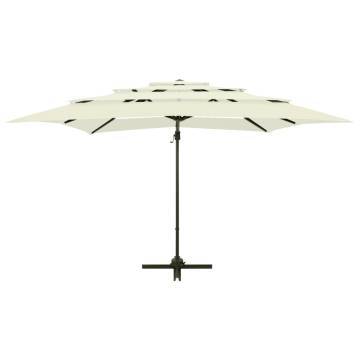 4-Tier Parasol with Aluminium Pole Sand 250x250 cm